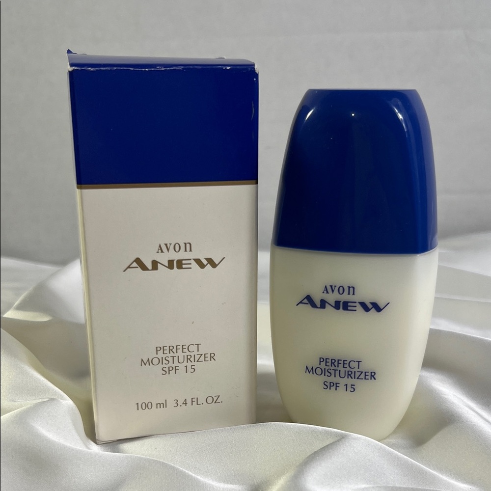 VINTAGE 1993 Avon Anew Perfect Moisturizer Blue Cap 3.4 FL OZ Grandma‎ Nostalgia